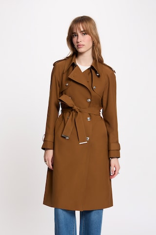 Morgan Between-Seasons Coat in Brown: front