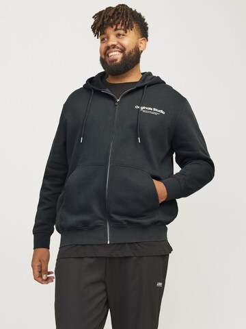 Jack & Jones Plus Кофта на молнии 'JORVEsterbro' в Зеленый: спереди