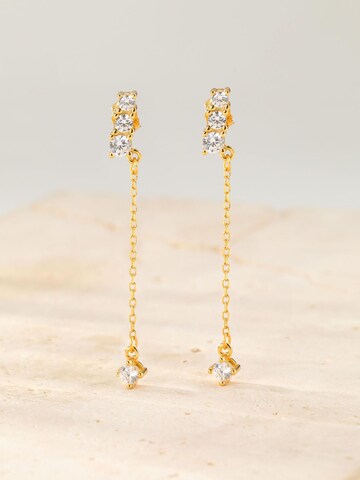 Hey Happiness - Pendientes 'Crystal Bar Dangle' en oro