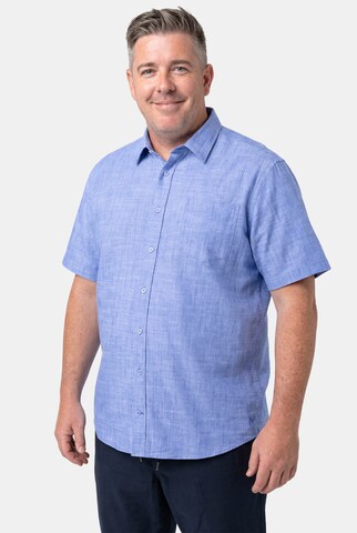 Men Plus Comfort fit Button Up Shirt in Blue: front