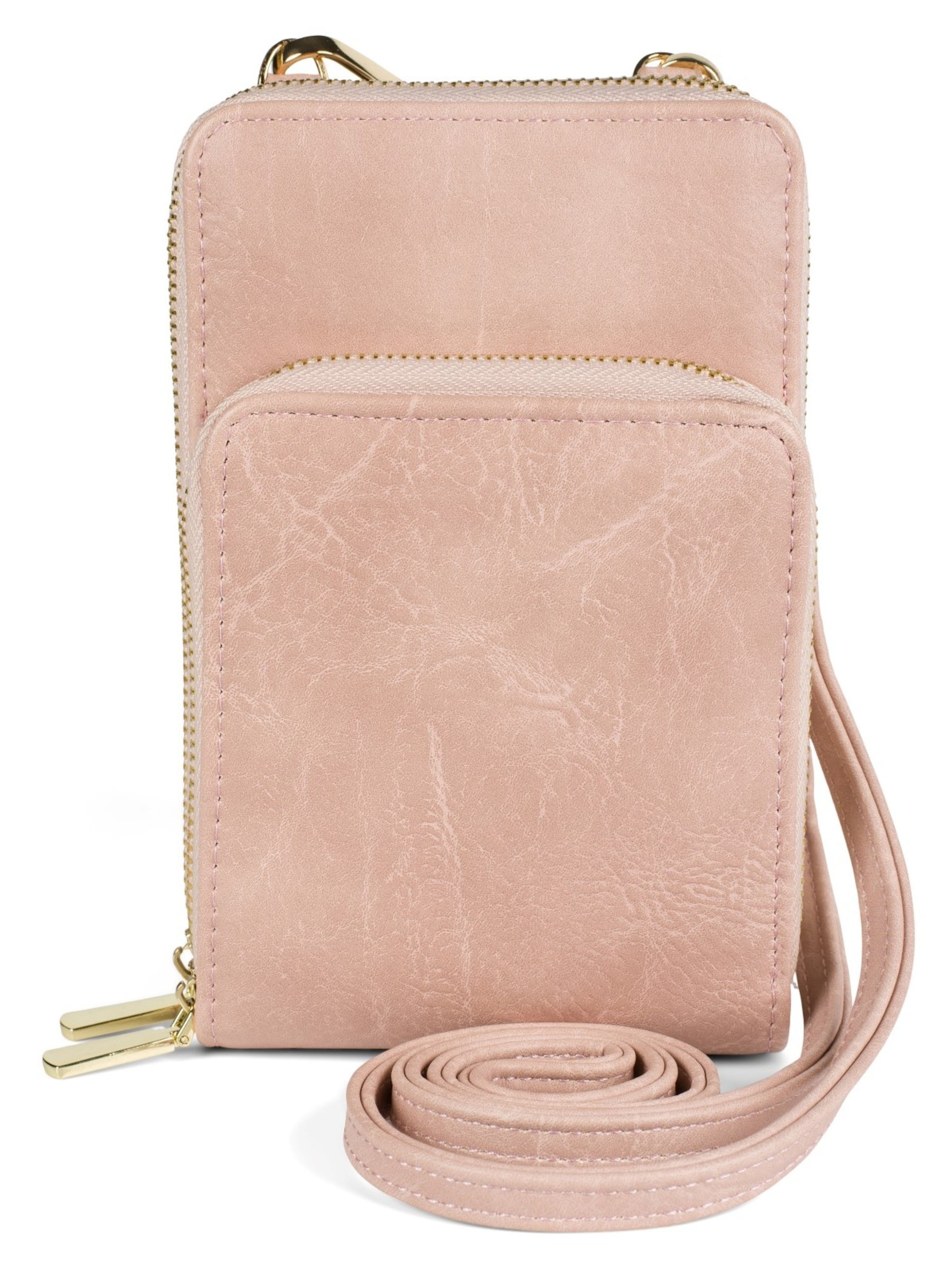 styleBREAKER Umhängetasche 'Mini Umhängetasche Einfarbig - RFID Schutz'‌‌‌‌‌ in Pink: Vorderseite