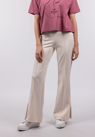 Suri Frey Boot cut Pleat-Front Pants ' SFY Freyday ' in Beige