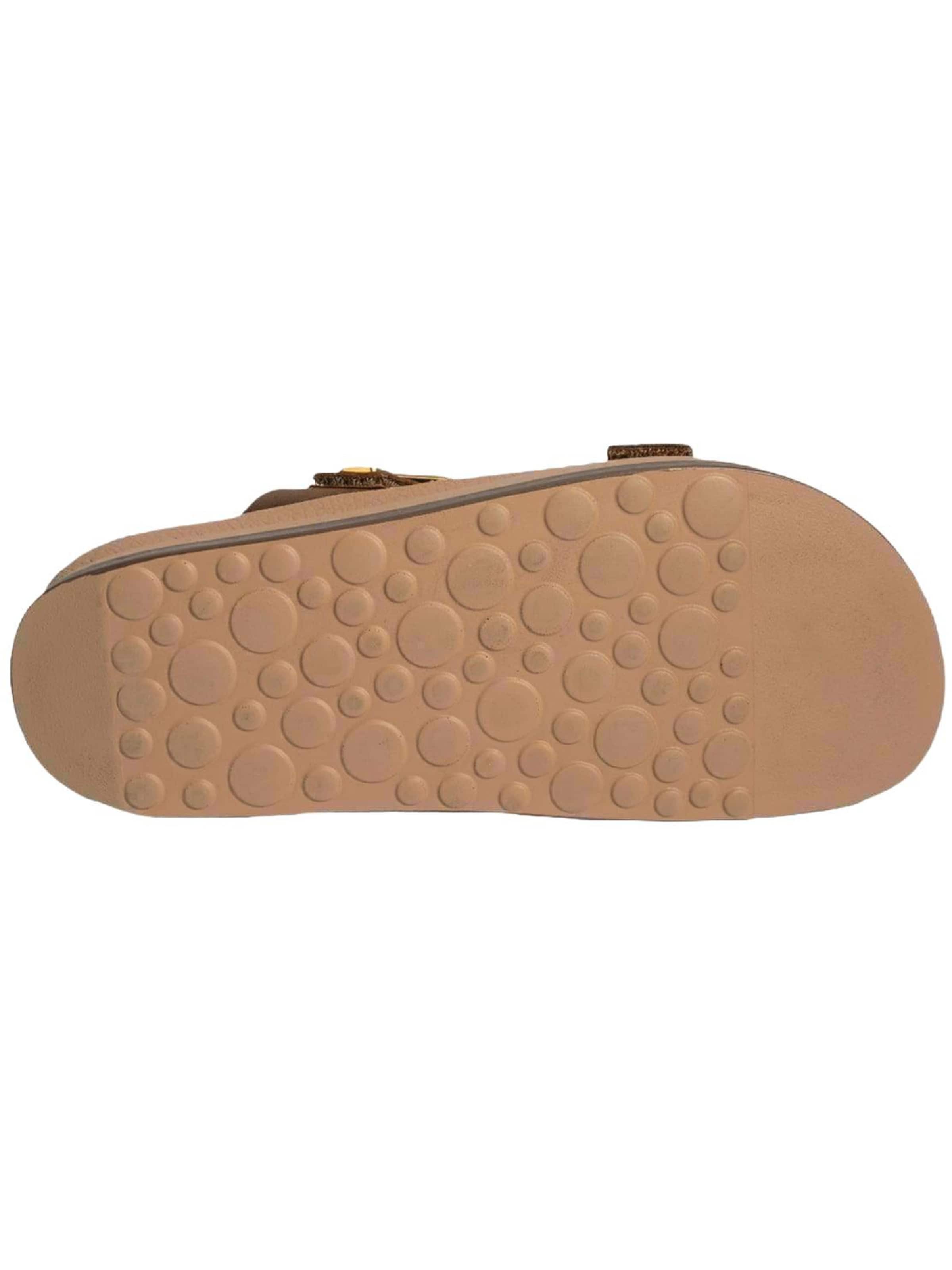 Desa - Zapatillas de casa 'DESA Damen-Keilsandalen aus Nubukleder mit Schnallendetail' en marrón