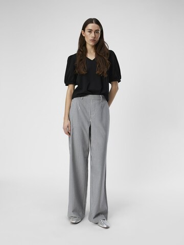 OBJECT Wide leg Pleat-Front Pants 'LISA' in Grey
