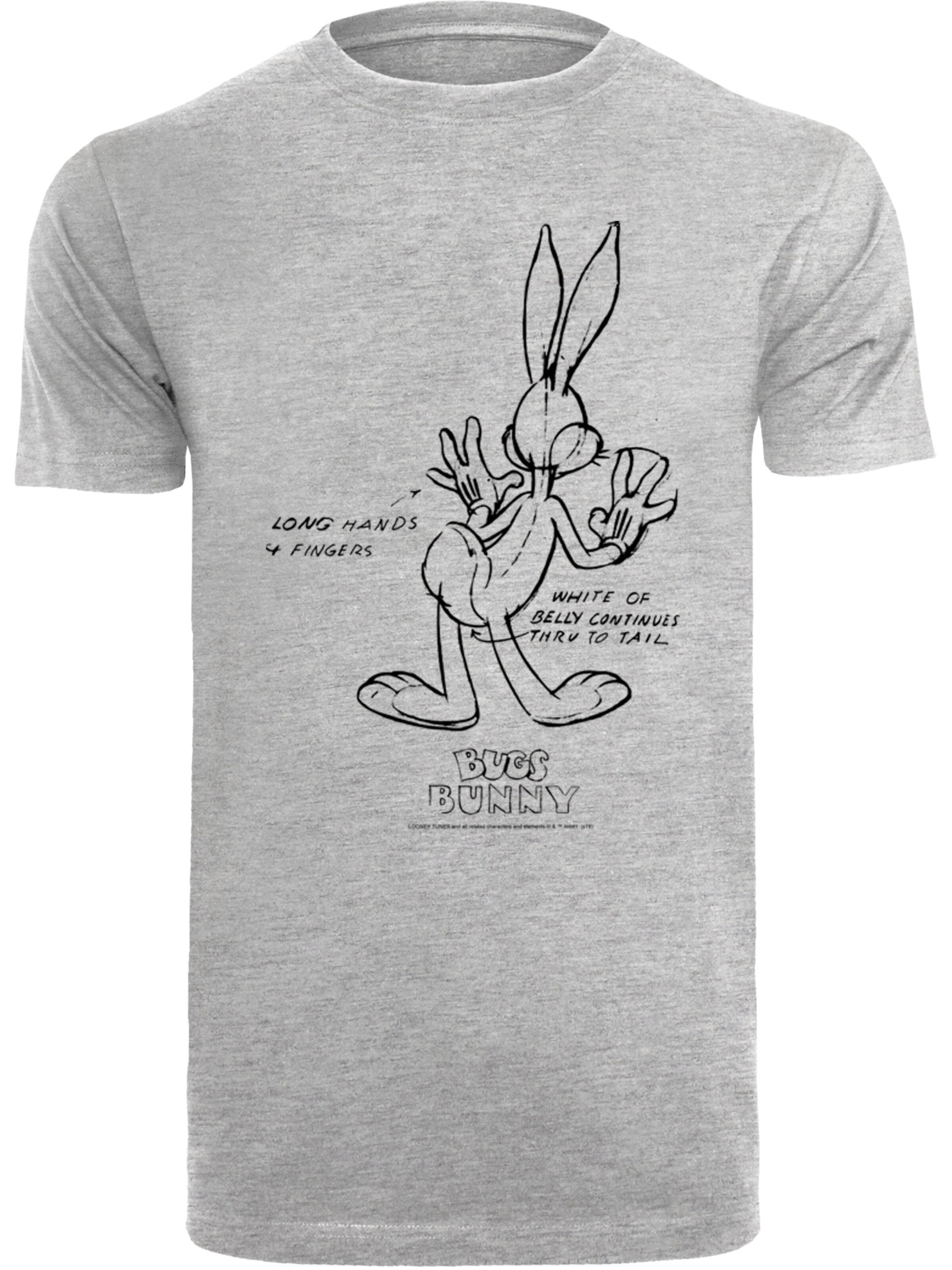 T-Shirt 'Looney Tunes Bugs Bunny White Belly' F4NT4STIC en gris : devant