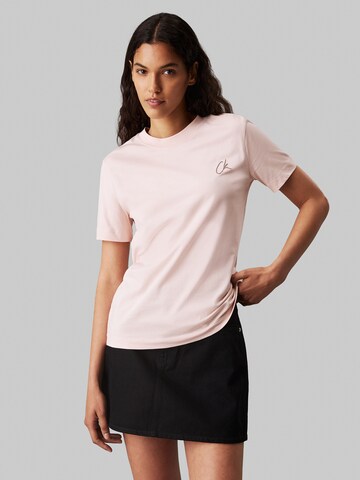 T-shirt Calvin Klein Jeans en rose : devant