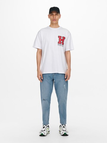 Only & Sons T-Shirt 'Harvard' in Weiß