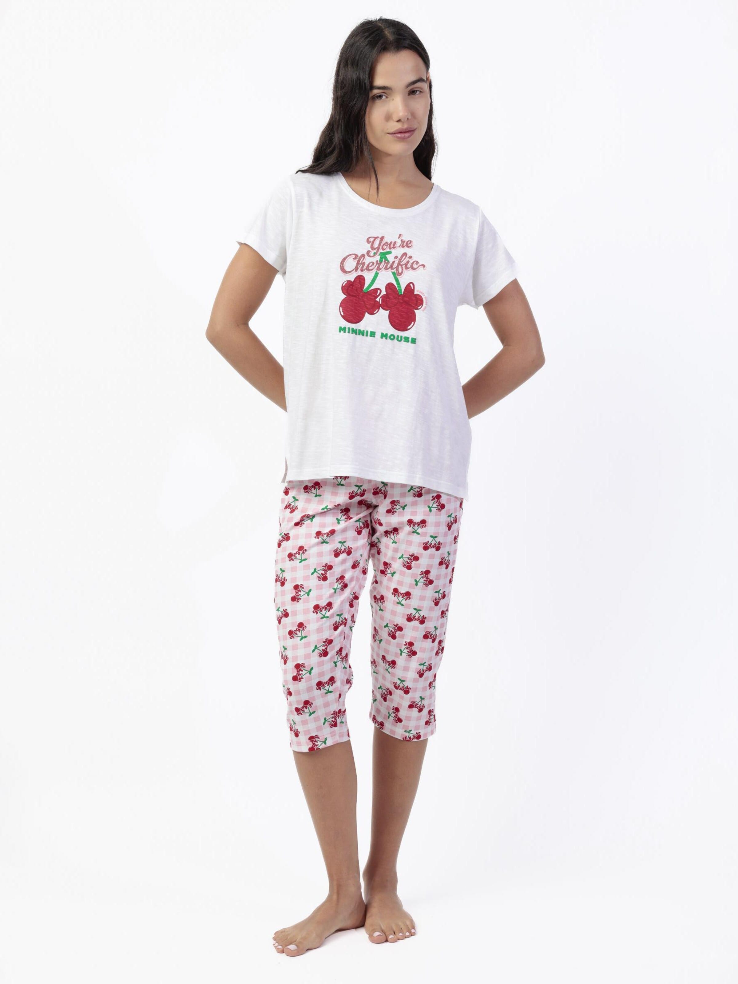 DISNEY - Pijama 'DISNEY Pijama Manga Corta Minnie Cherry para Mujer' en blanco: frente