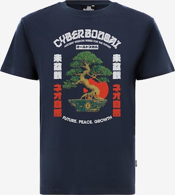 Oldskull Shirt 'Asian Bonsai Future Tree Graphic' in Blauw: voorkant