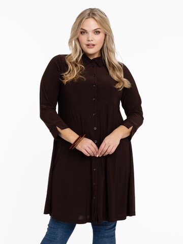 Yoek Shirt Dress 'Dolce' in Brown: front