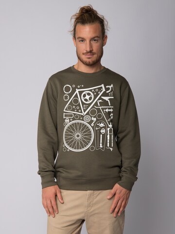 Watapparel Sweatshirt 'Fahrradteile' in Groen: voorkant