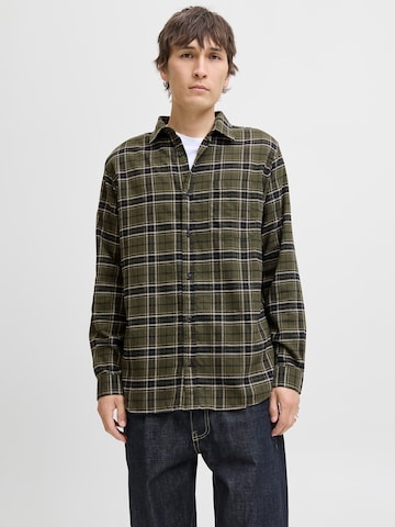 JACK & JONES Comfort fit Button Up Shirt 'JJJames' in Green: front