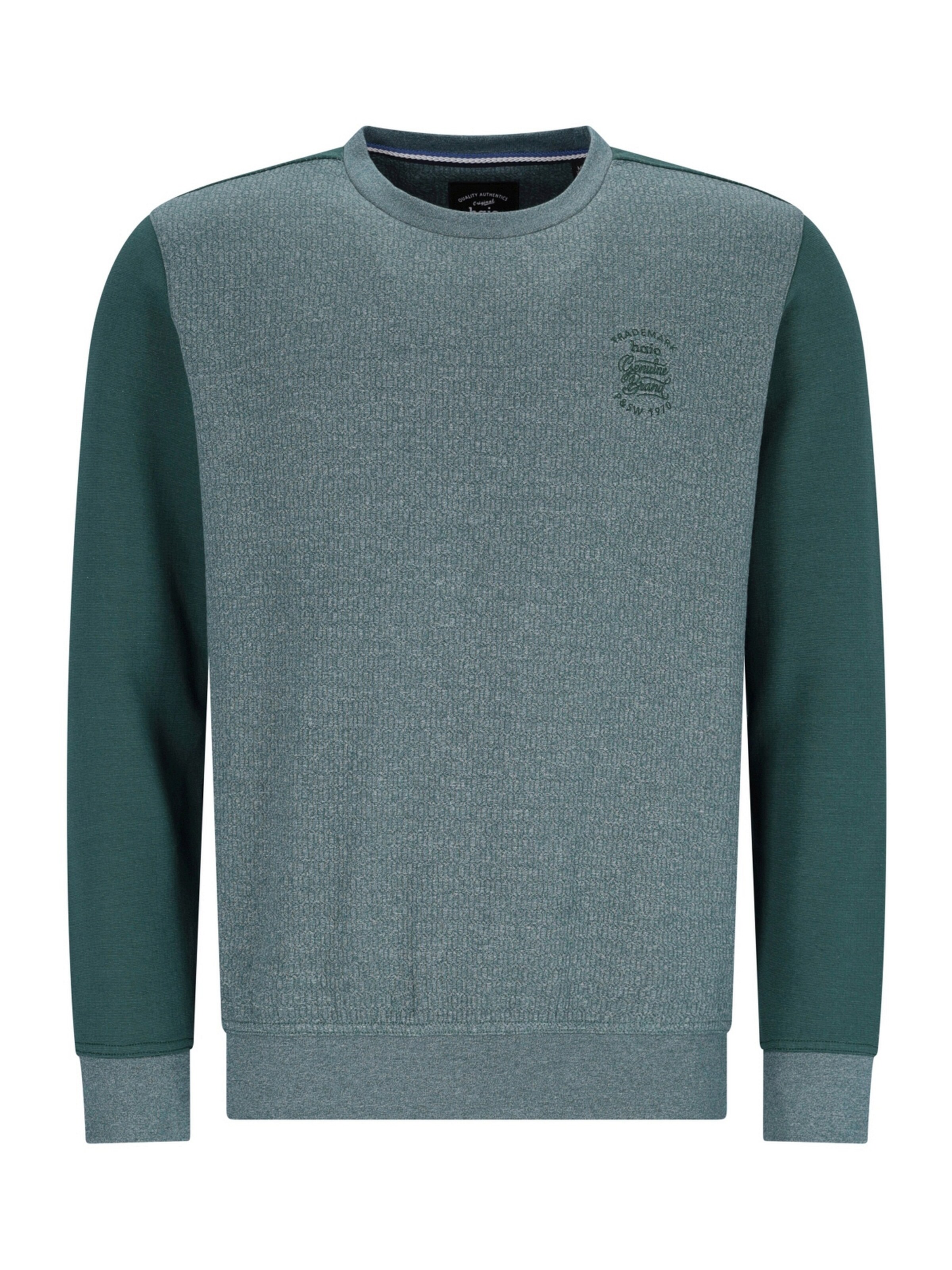 HAJO Sweatshirt 'Rundhalssweatshirt in Cloqué-Gewebe - stay fresh-Qualität' in Green: front