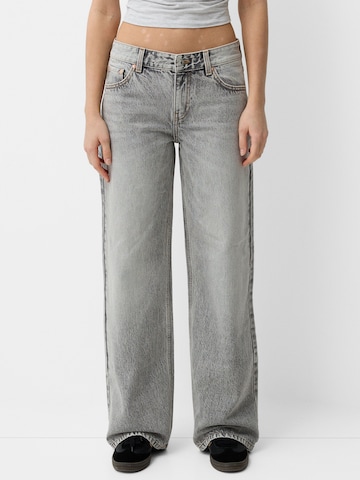 Wide Leg Jean Bershka en gris : devant