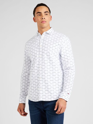 Tommy Jeans Regular fit Button Up Shirt 'CRITTER' in White: front