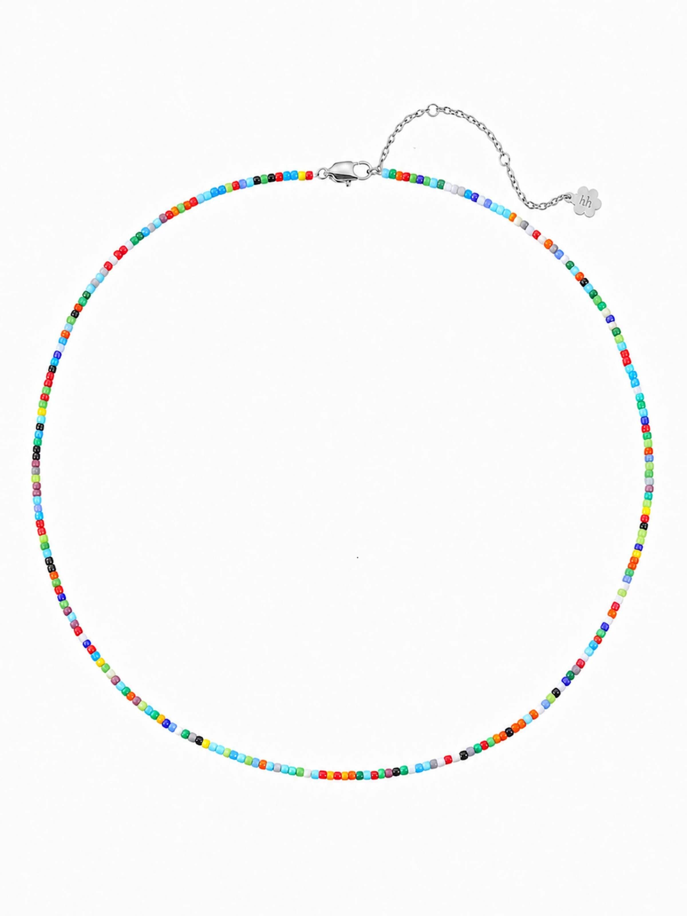 Chaîne 'Multicolor Bead' Hey Happiness en argent : devant