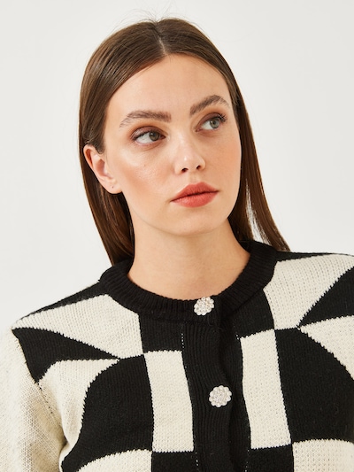 Bianco Lucci Πλεκτή ζακέτα σε μπεζ / μαύρο, Άποψη προϊόντος