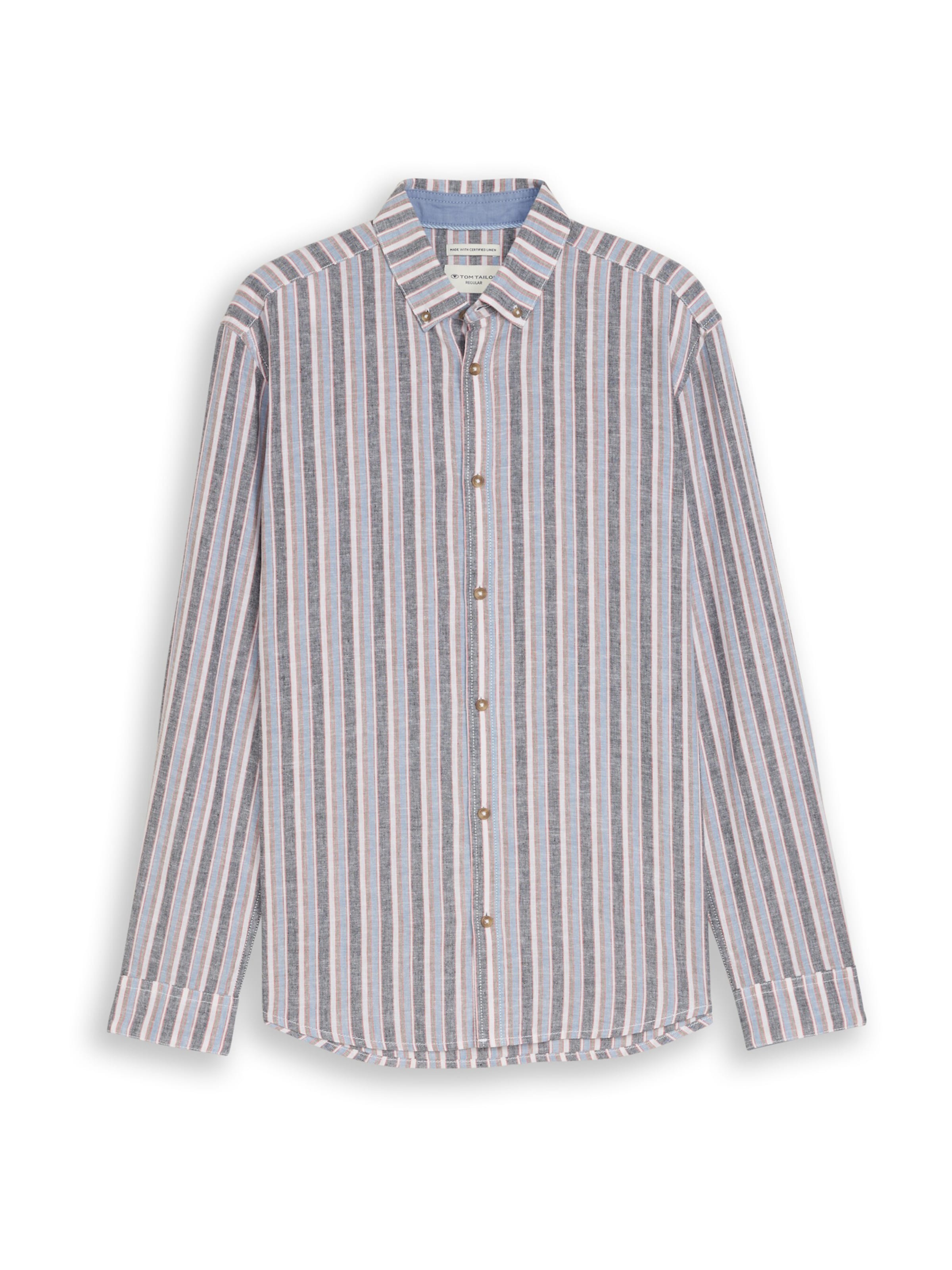 TOM TAILOR Hemd in beige / hellblau / graumeliert / weiß, Produktansicht