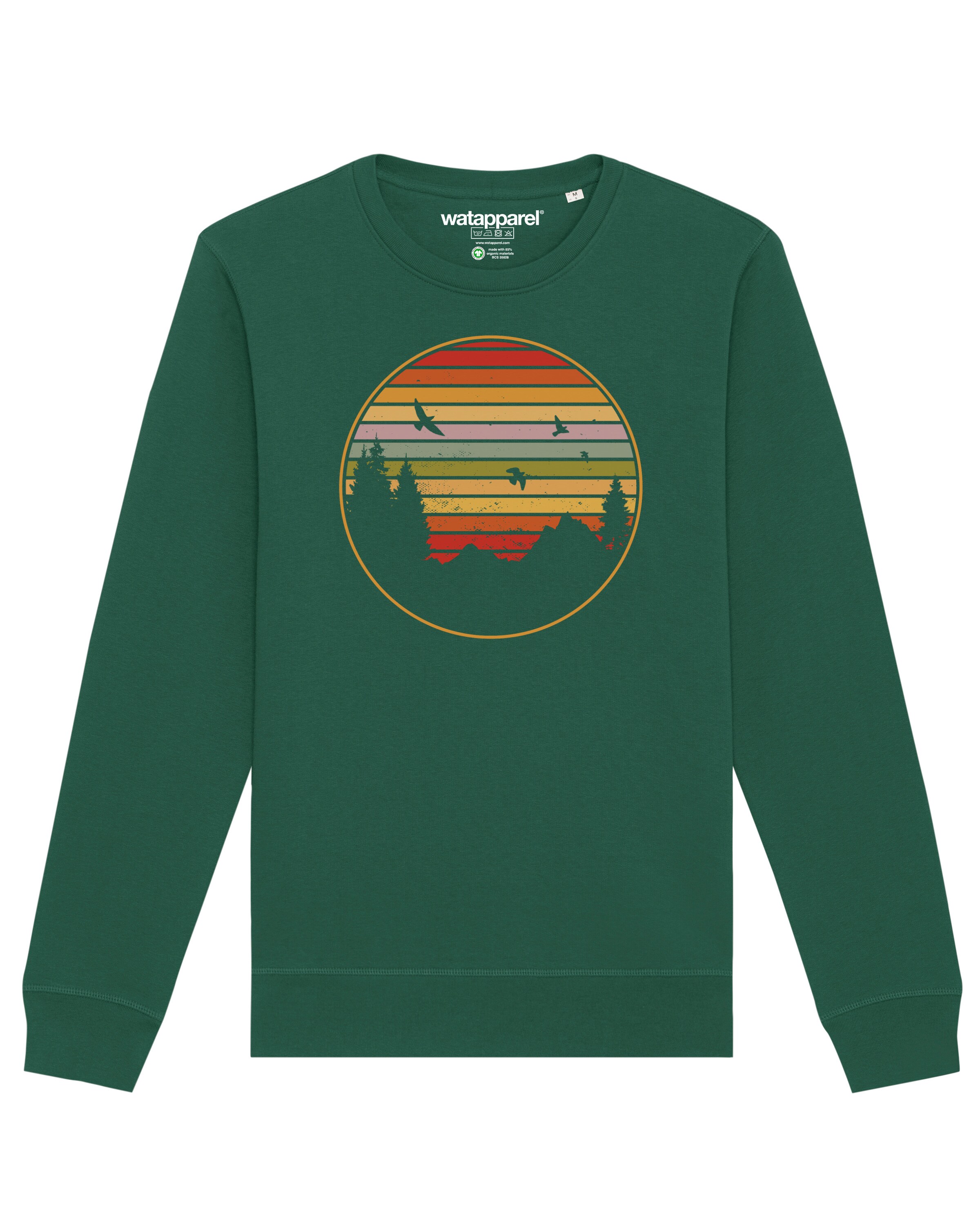 Watapparel Sweatshirt ' Sunset Berge & Tannen ' in Green: front