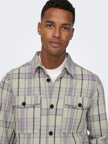 Only & Sons Regular fit Button Up Shirt 'Milo' in Purple