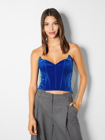 Bershka Top | modra barva: sprednja stran