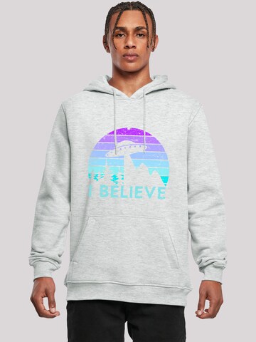 F4NT4STIC Sweatshirt 'I Believe UFO Alien Raumschiff Retro' in Grey: front