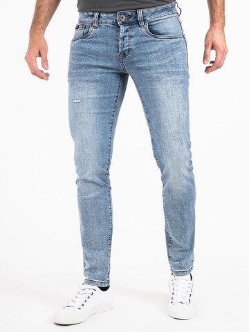 Peak Time Slimfit Jeans ' München ' in Blauw: voorkant