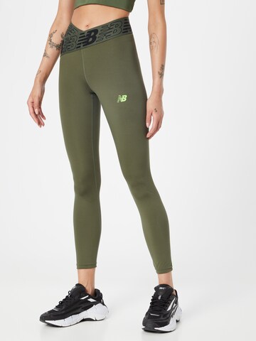 new balance Skinny Športne hlače | zelena barva: sprednja stran