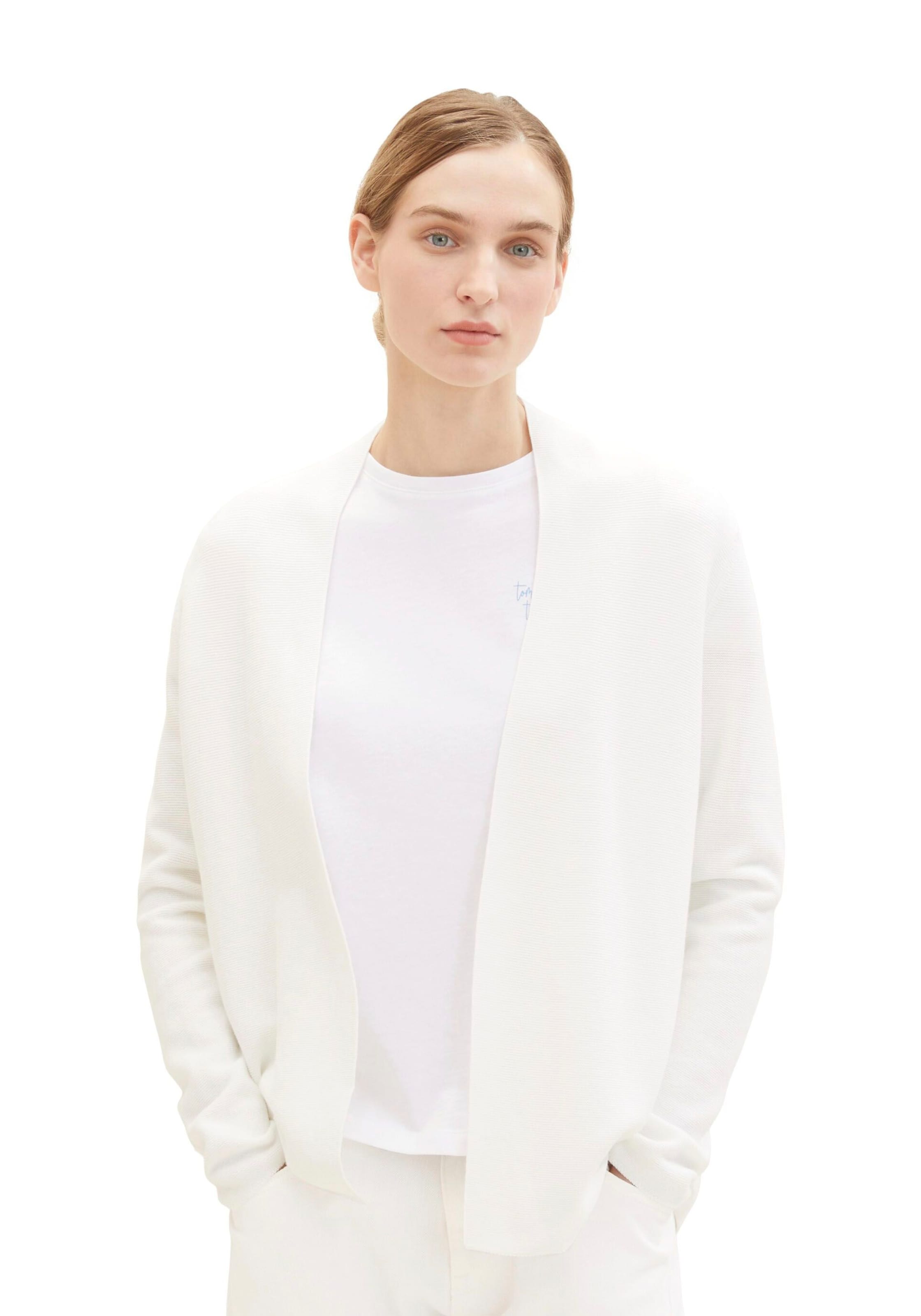 TOM TAILOR Strickjacke in Weiß: Vorderseite