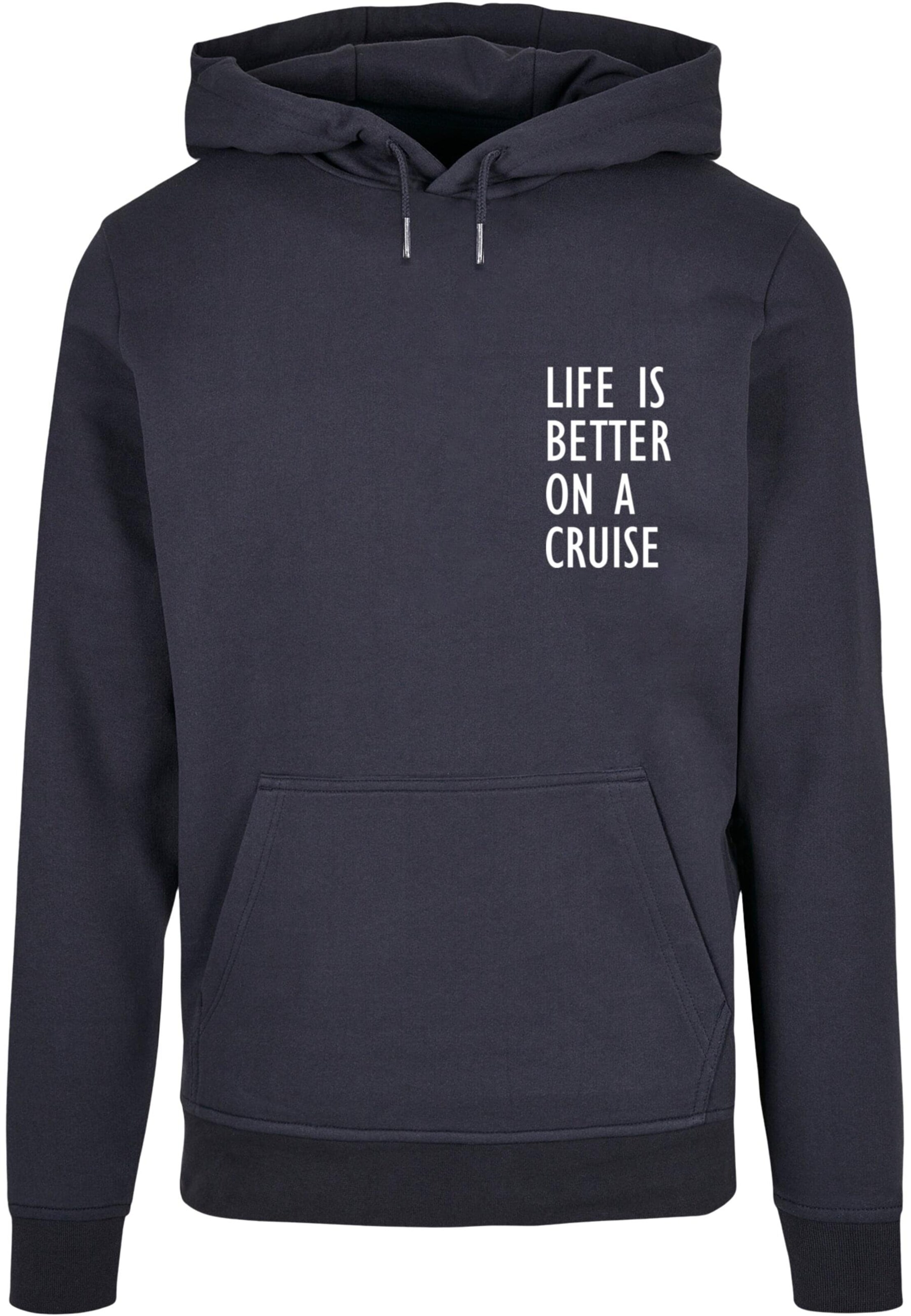 Merchcode Sweatshirt 'Life Is Better' in Blauw: voorkant