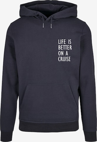 Sweat-shirt 'Life Is Better' Merchcode en bleu : devant
