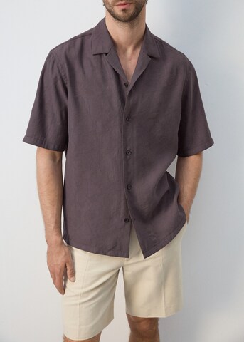 MANGO MAN Comfort Fit Hemd 'Lotus' in Braun