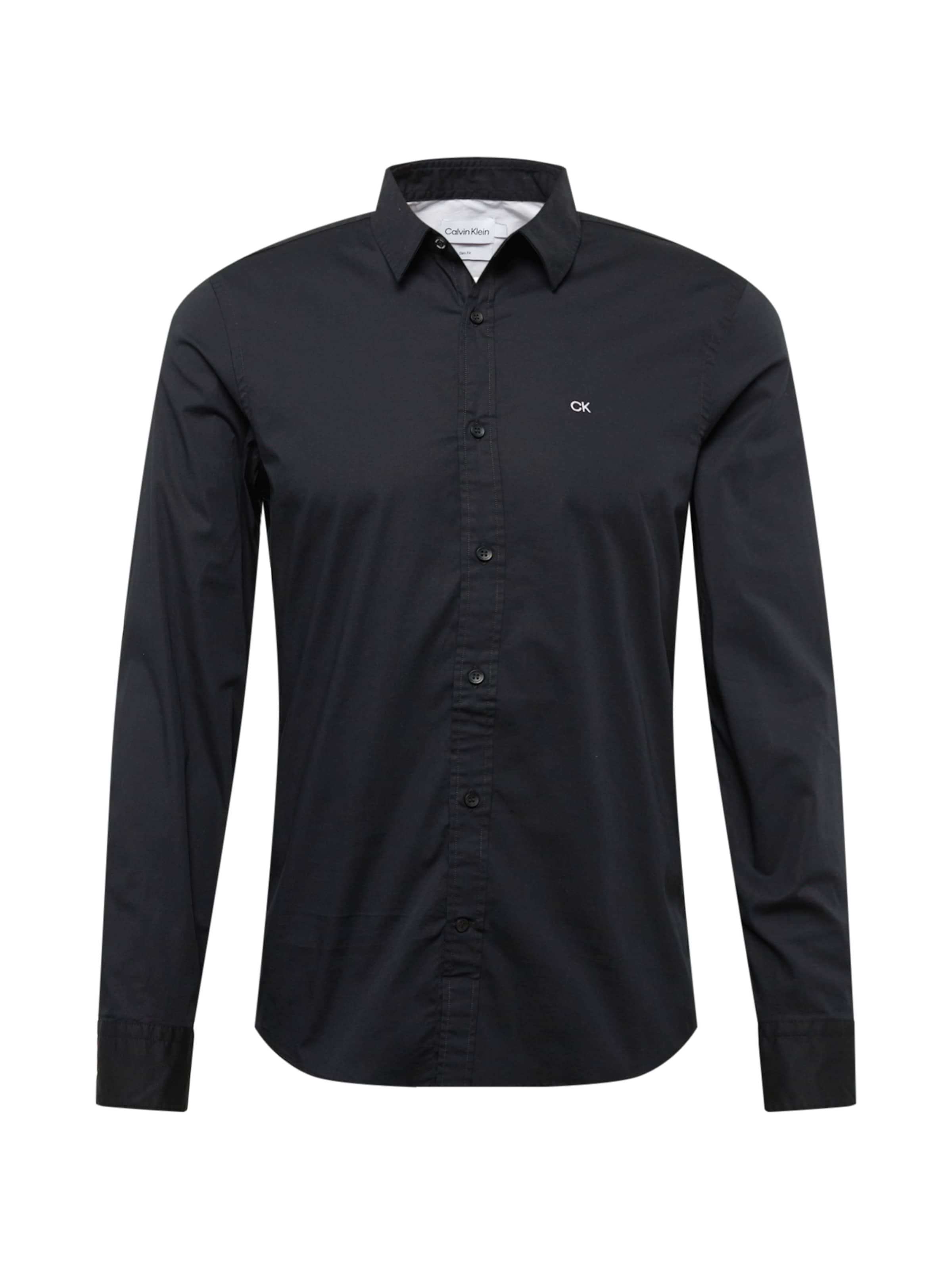 Calvin Klein Slim fit Overhemd in Zwart: voorkant