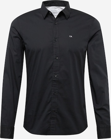 Coupe slim Chemise Calvin Klein en noir : devant