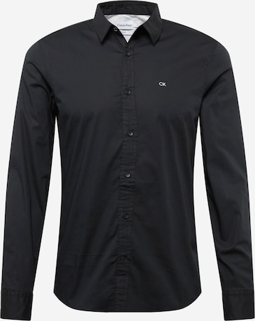 Calvin Klein Button Up Shirt in Black: front