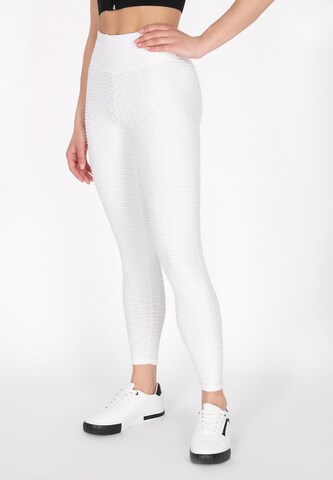 faina Athlsr Skinny Workout Pants in White: front