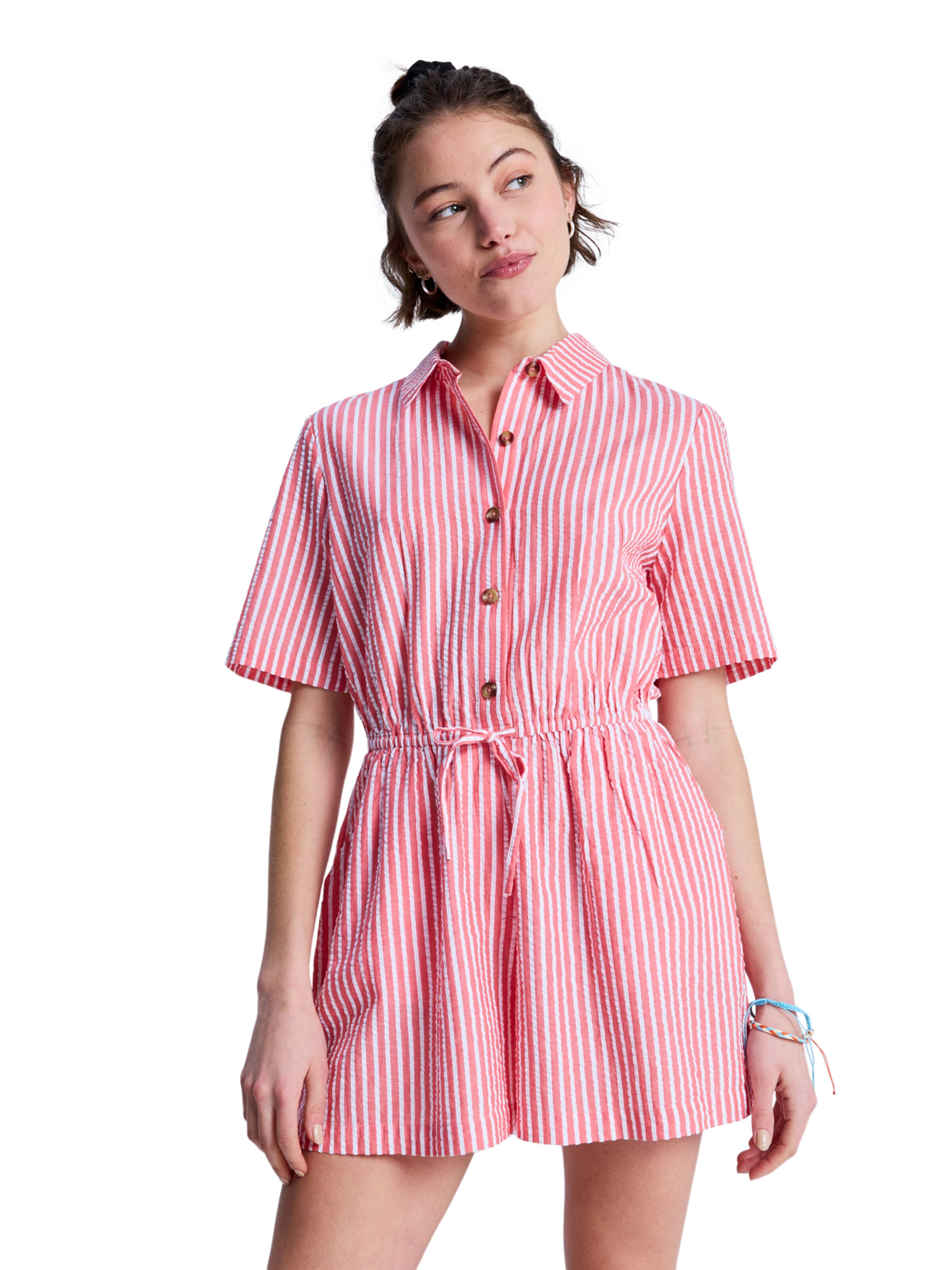 ROXY Jumpsuit 'Real Tomorrow Stripe' in Pink: front