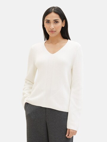 TOM TAILOR Sweater in White: front