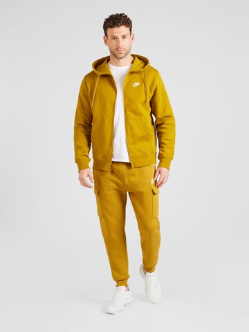 Nike Sportswear Rovný strih Tepláková bunda 'CLUB FLEECE' - Žltá