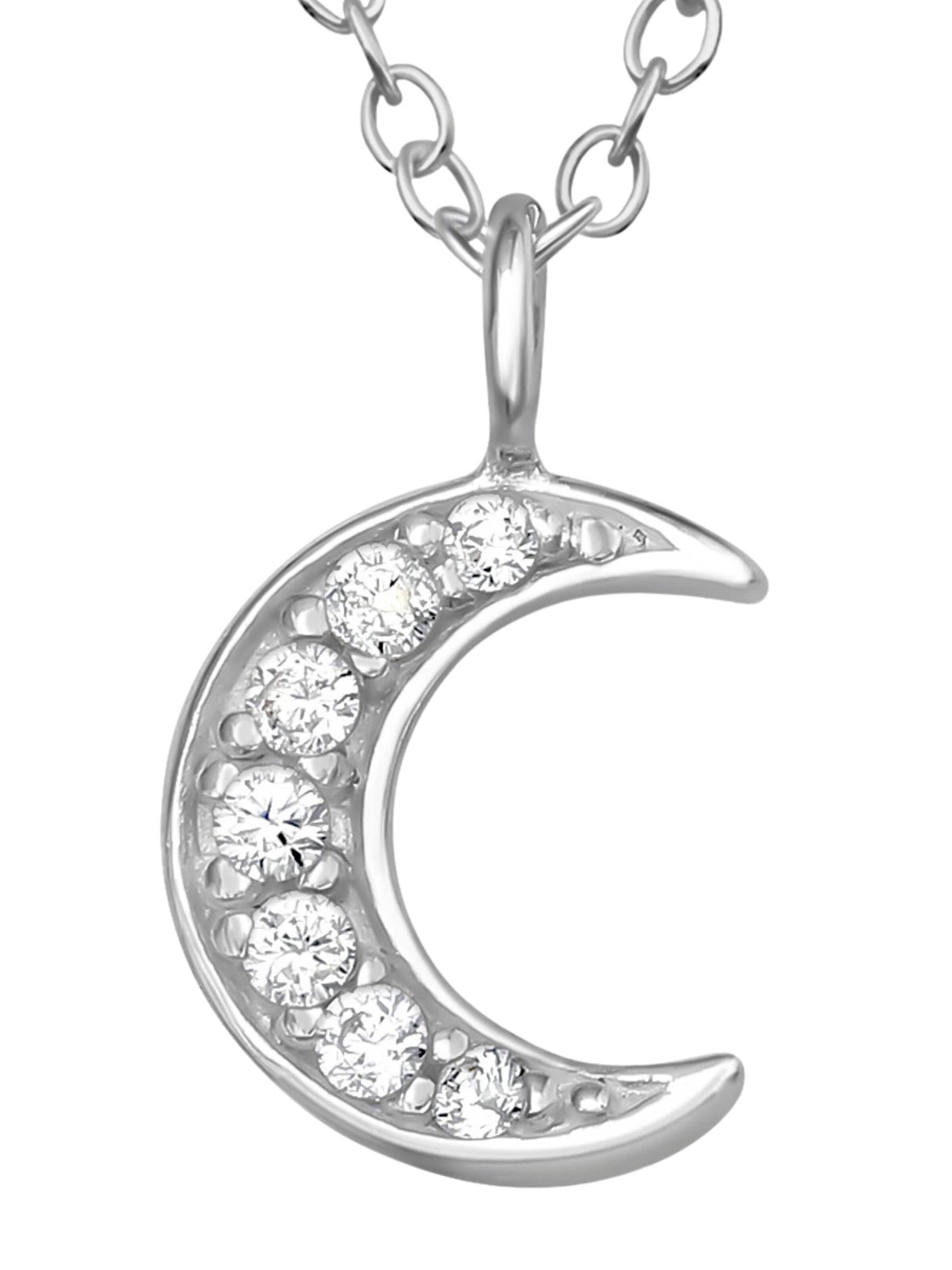 Chaîne 'Silberne Mond-Halskette mit Zirkonia' Maxte en argent