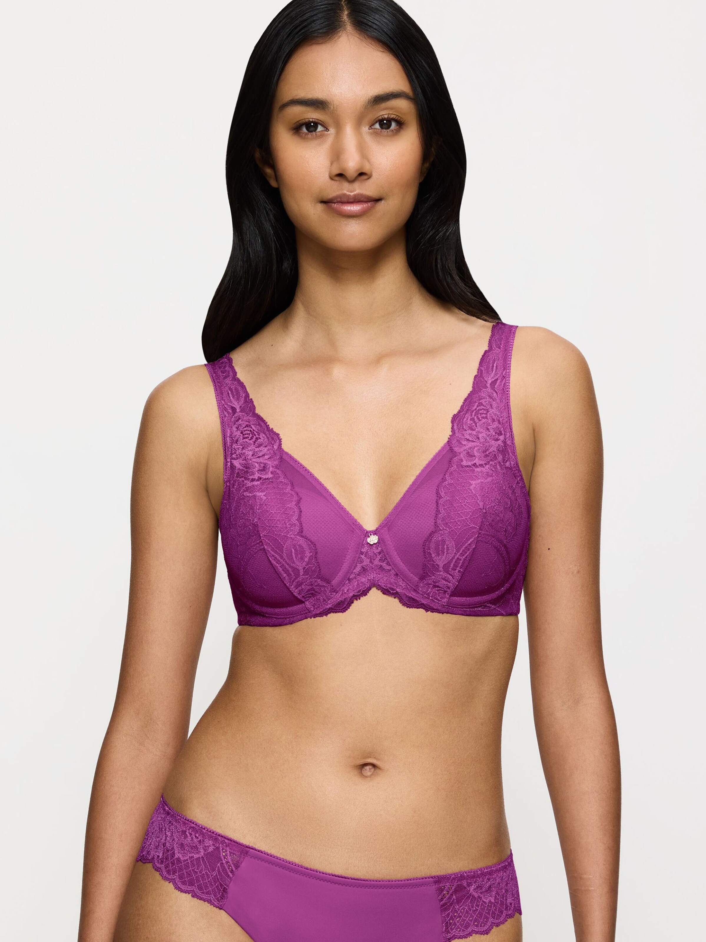 TRIUMPH Bra ' Wild Peony Florale ' in Purple: front