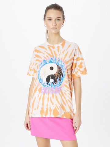 Nasty Gal T-Shirt 'Tie Dye' in Orange: predná strana