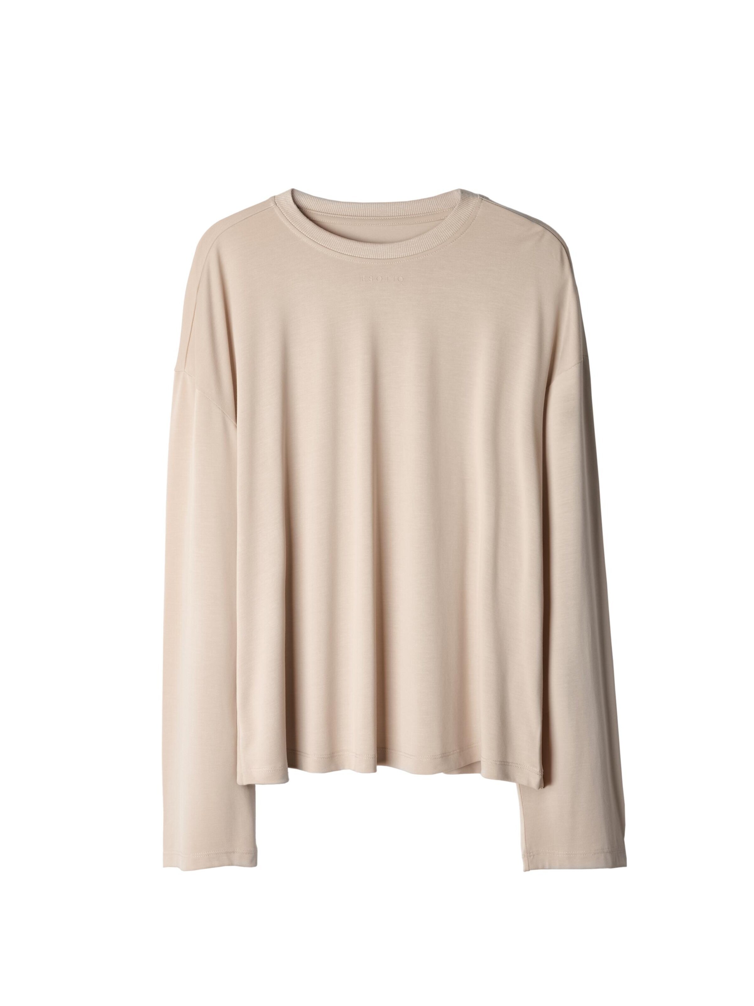 ESOTIQ Shirt 'Boxy-Langarmshirt aus Modal mit 3D-Logo, Ruth 2' in Beige: front