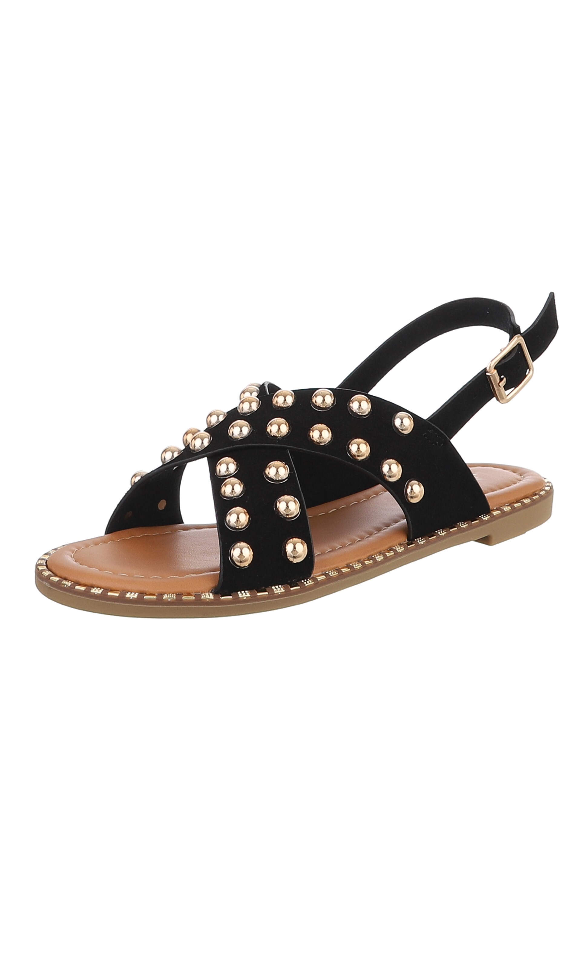Ital-Design Strap Sandals in Black: front