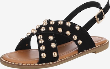 Ital-Design Riemensandale in Schwarz: Vorderseite