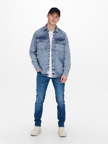 Only & Sons Regular Fit Jacke 'Bill' in Blau