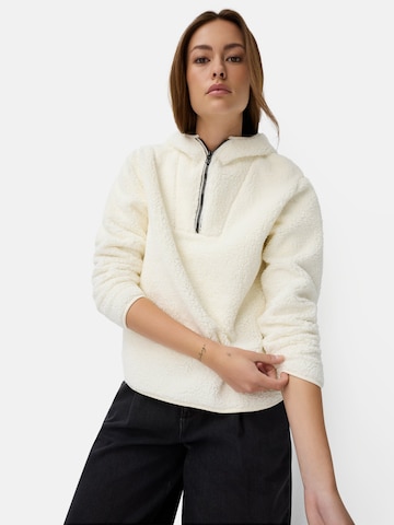 CAMEL ACTIVE Kapuzenpullover mit halbem Reißverschluss in Weiß