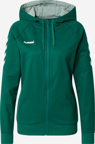 Hummel Athletic Zip-Up Hoodie in Green: front