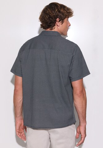 Street One MEN Regular Fit Kurzarm Hemd mit Print in Blau