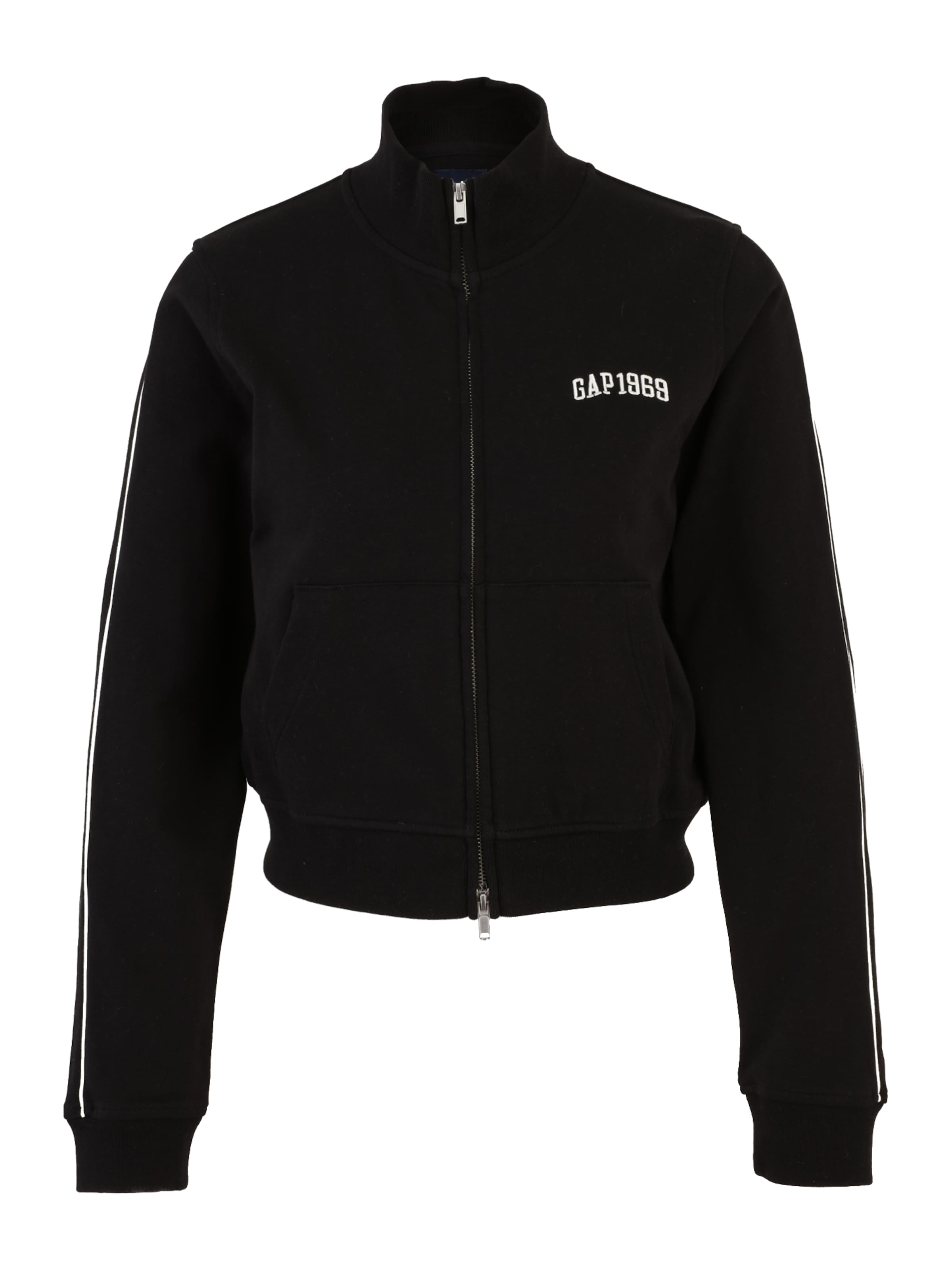 Gap Petite - Sudadera con cremallera en negro: frente